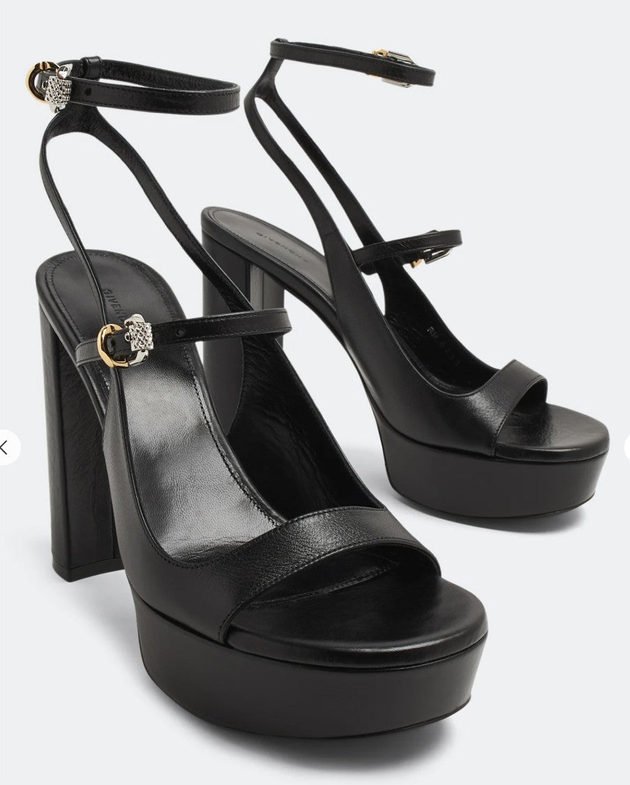 Givenchy High Block Heel Leather Sandals