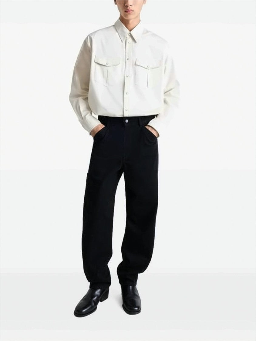 Lemaire Relaxed Black Denim Trousers With High Waist