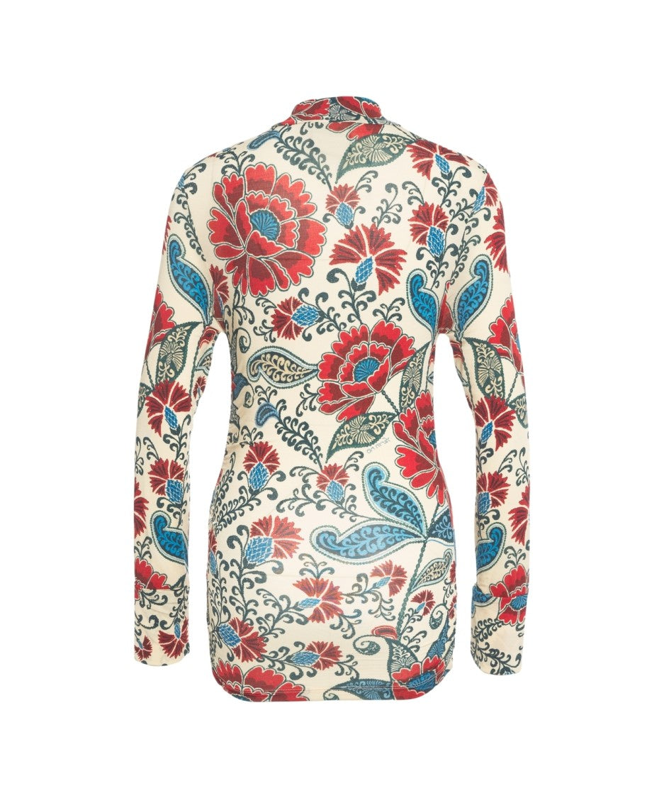 Farm Rio Fitted Floral Print Turtleneck Top