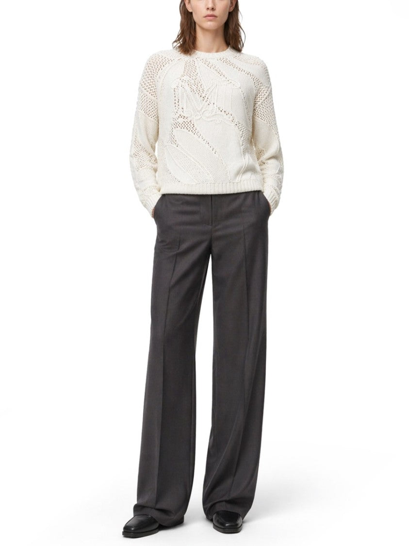 Max Mara Openwork Intricate Cotton Knit Sweater