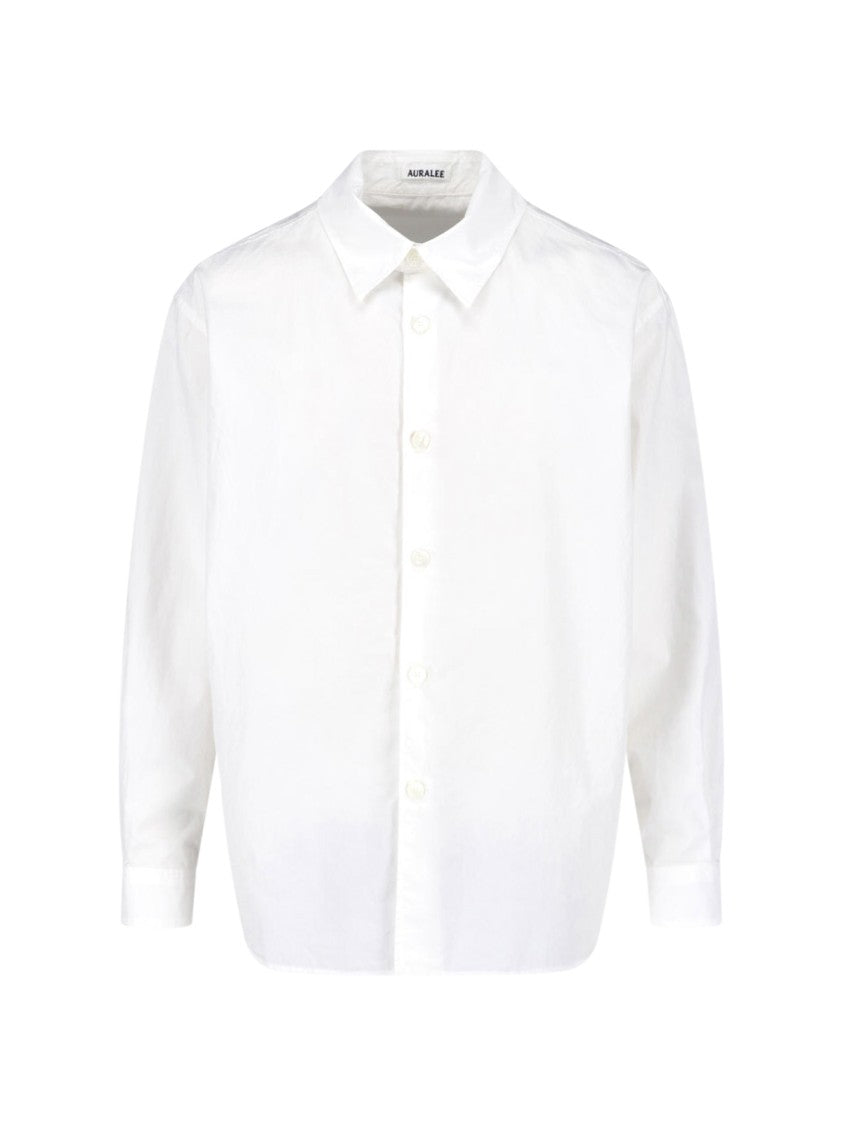 Auralee White Classic Collar Cotton Shirt