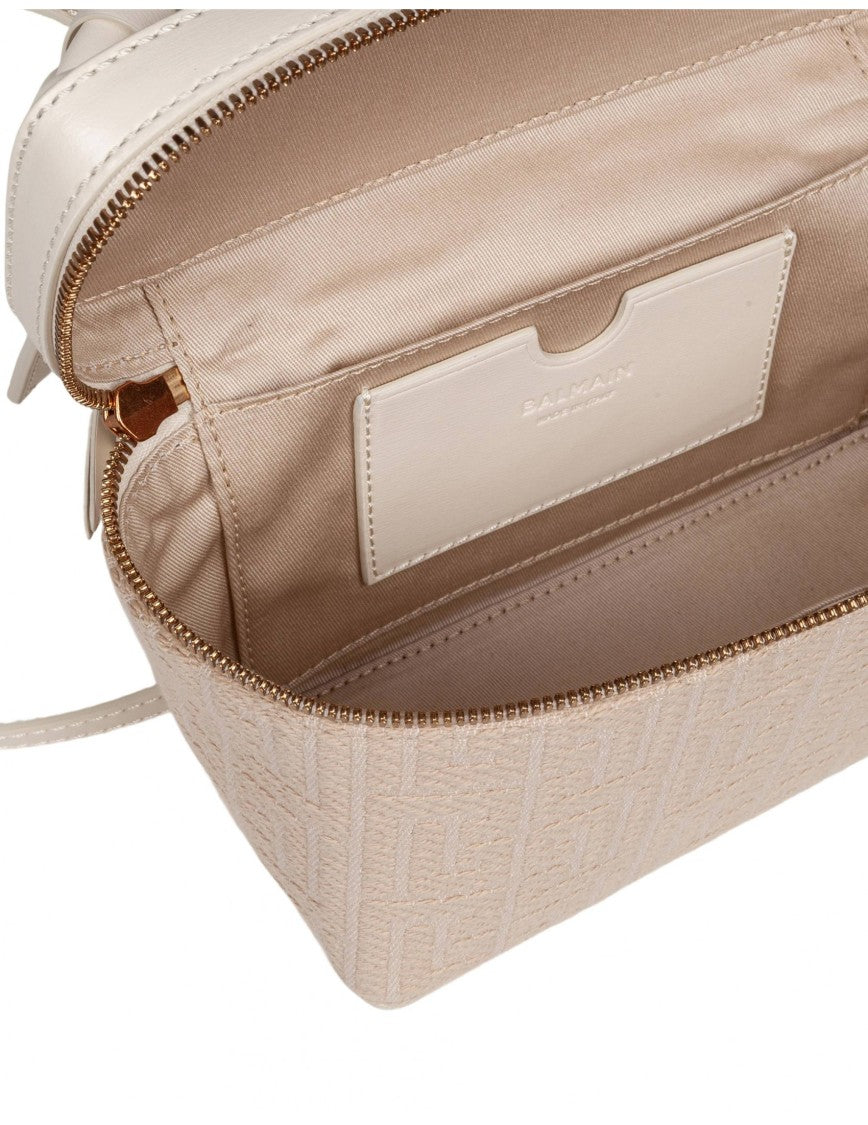 Balmain B-Army Jacquard Canvas Pouch, Natural Color