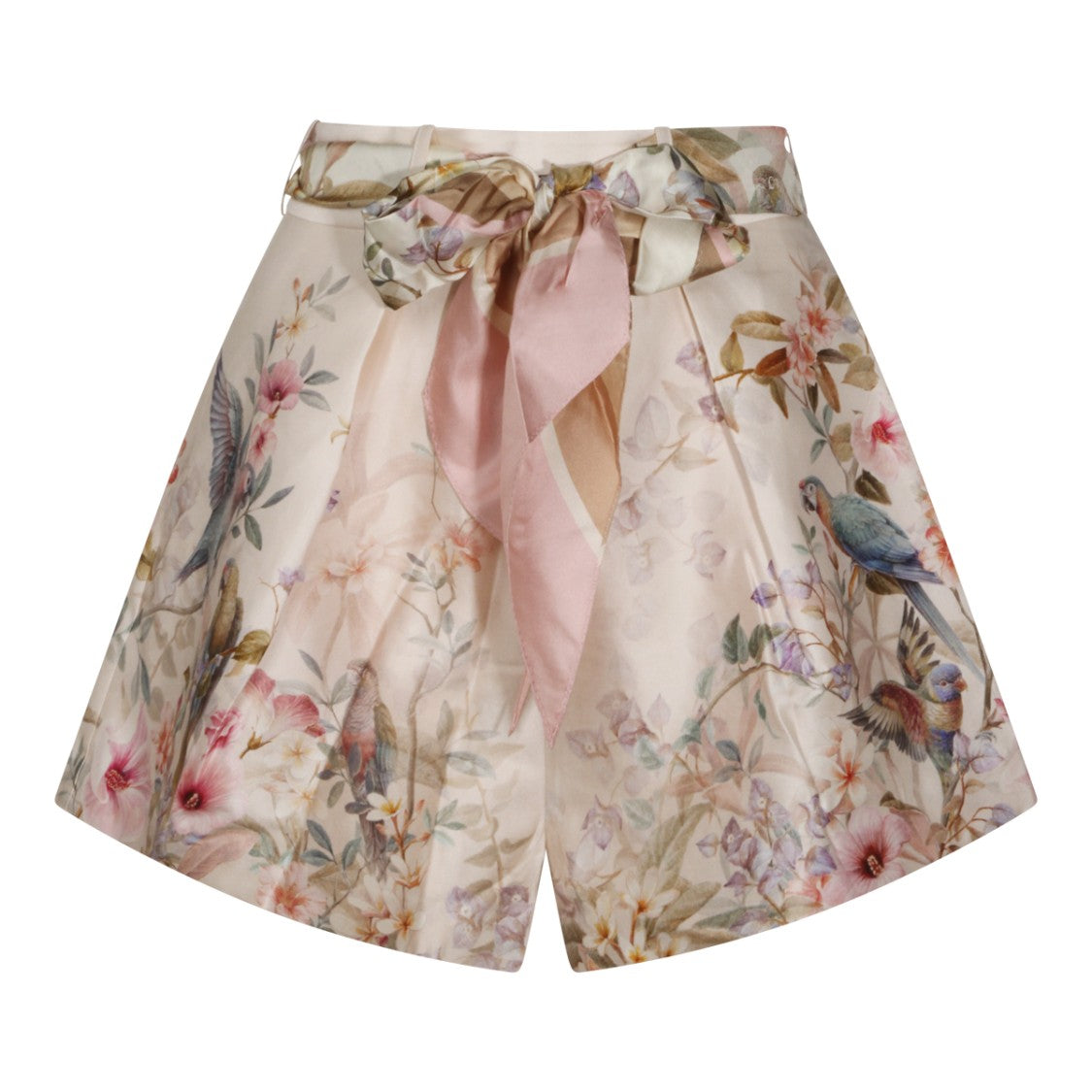 Zimmermann High-Waisted Shorts With Floral Print And Bow Detail
