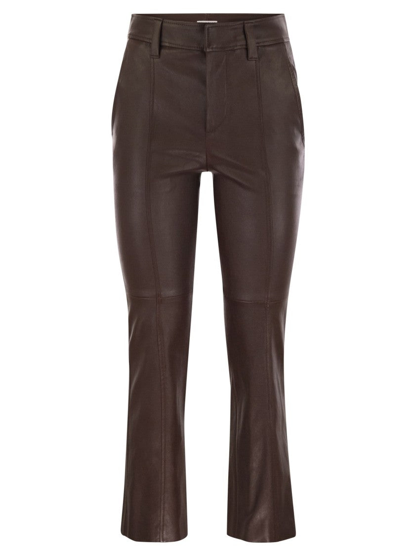 Brunello Cucinelli Stretch Nappa Leather Square Cigarette Trousers