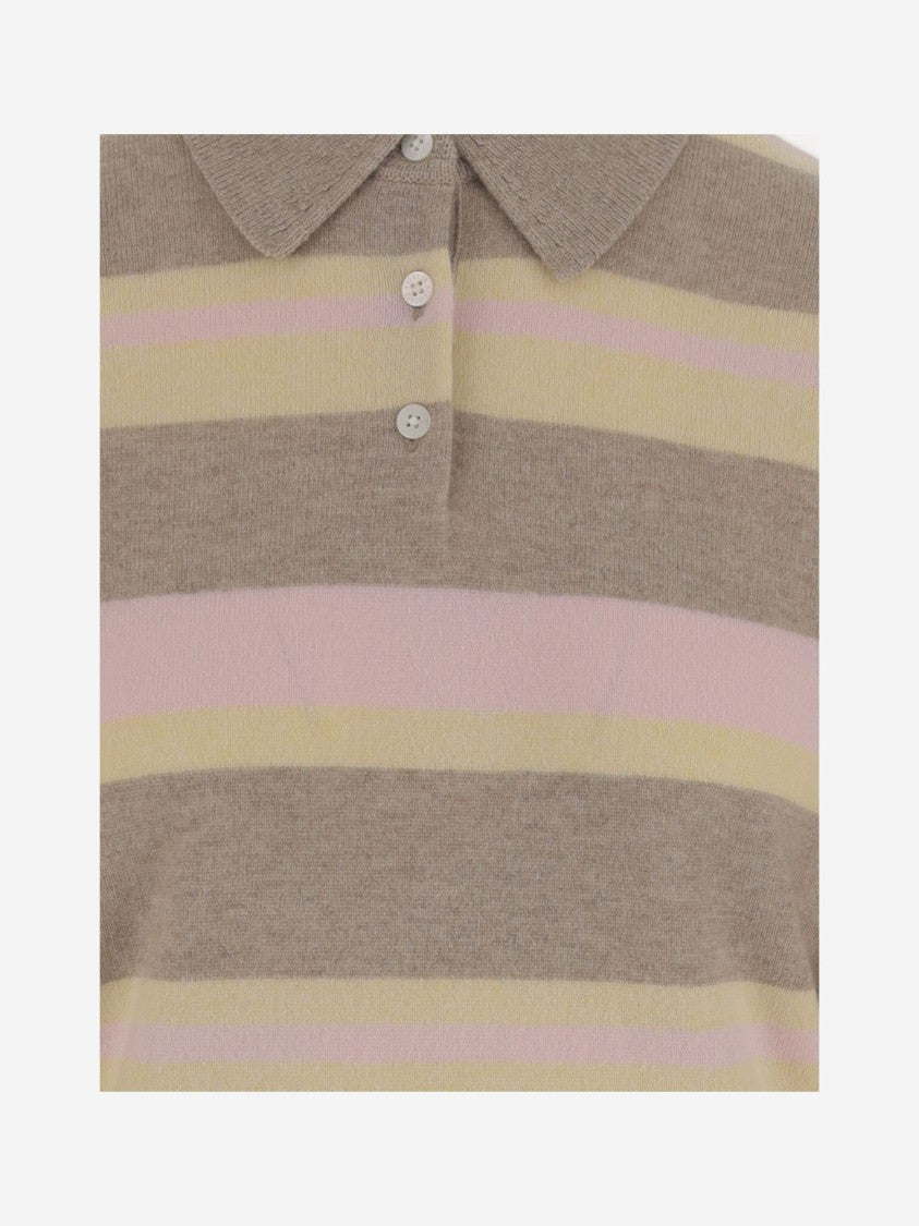 Guest In Residence Striped Cashmere Polo Shirt