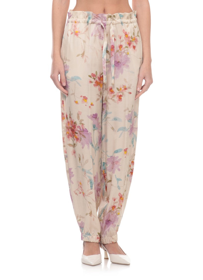 Herno Ivory Viscose Floral Day Dress