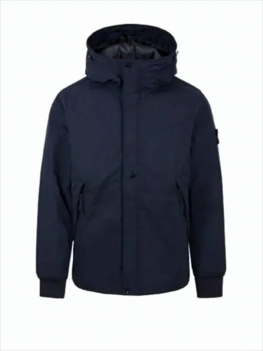 Stone Island Padded Hooded Jacket With Snap-Button Placket