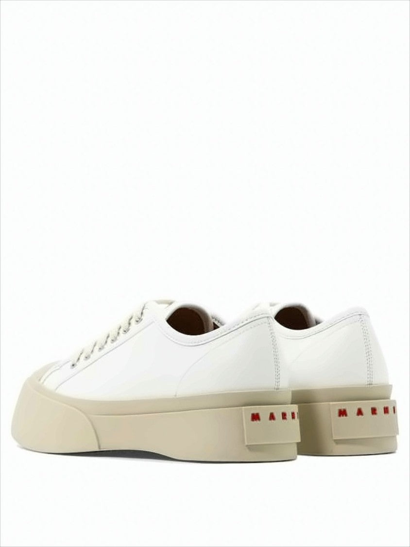 Marni Low-Top White Calf Leather Sneakers With Raised Rubber Sole
