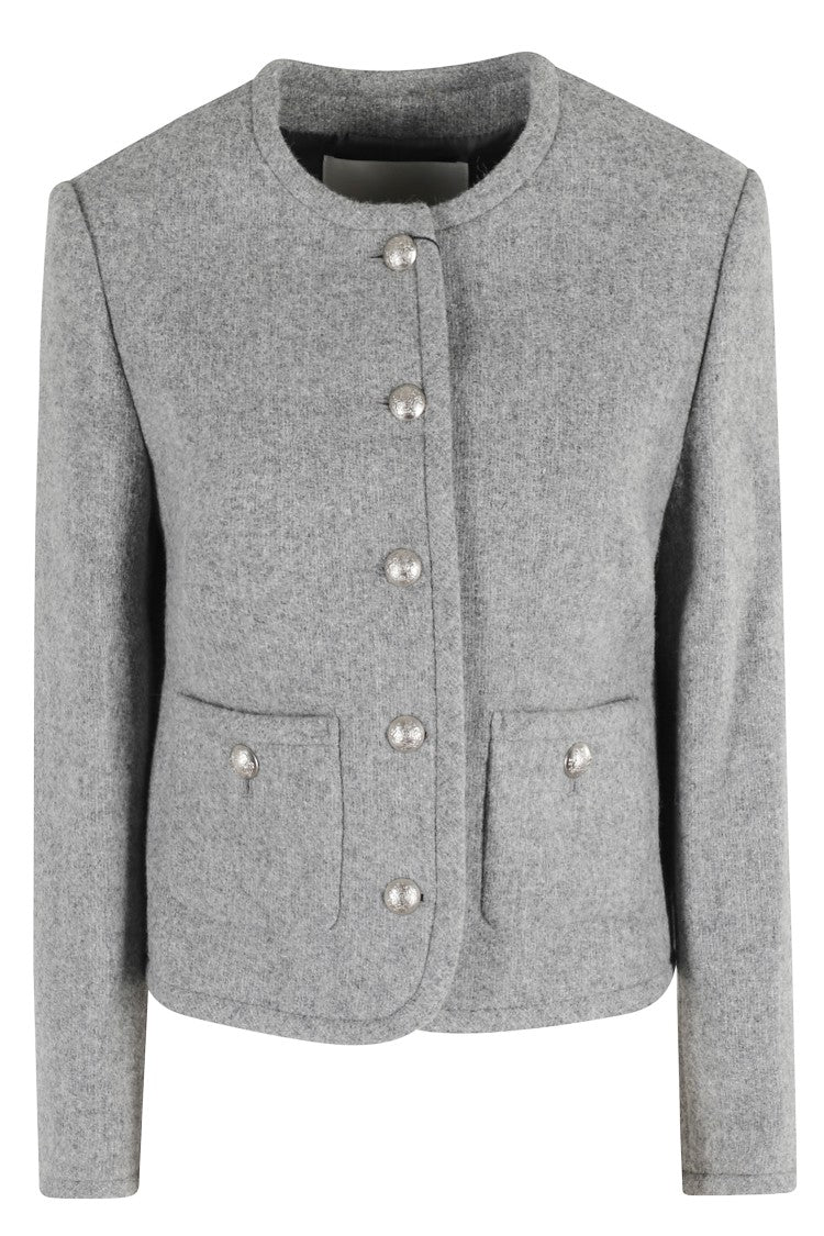 Dunst Cropped Grey Melange Tweed Jacket
