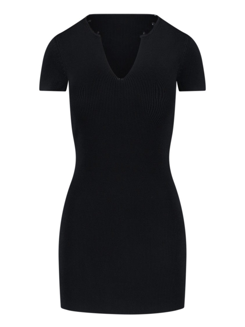 Alexander Wang Ribbed Mini Dress With V-Neckline