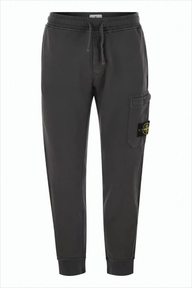 Stone Island Black Straight Pants With Drawstring Waist