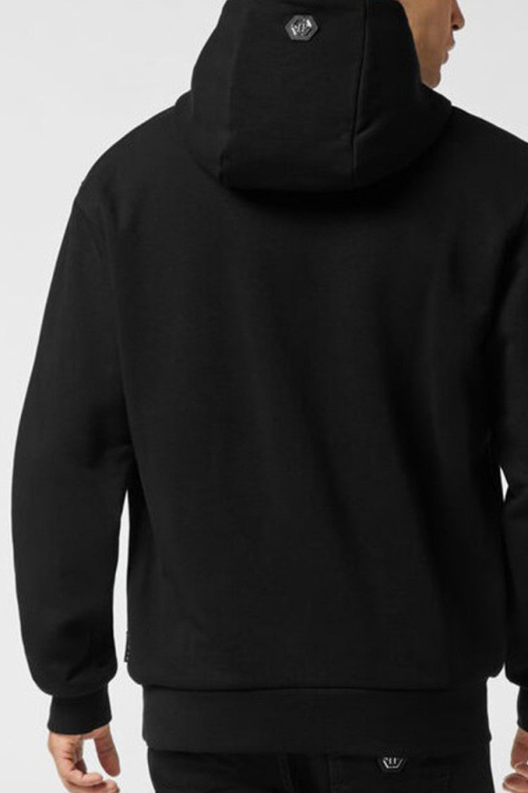 Philipp Plein Black Plein Deluxe Crystal-Embellished Cotton-Blend Hoodie