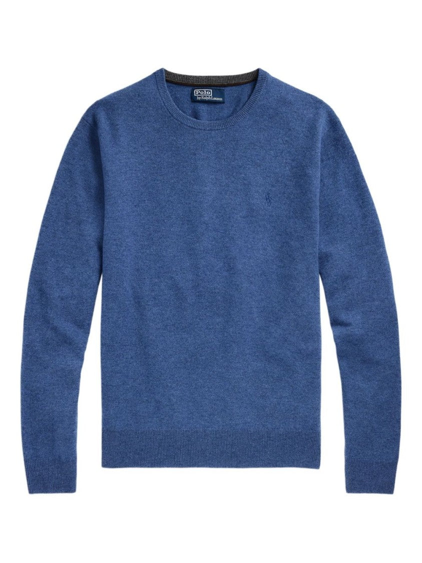 Polo Ralph Lauren Classic Crewneck Blue Sweater Ribbed Detailing
