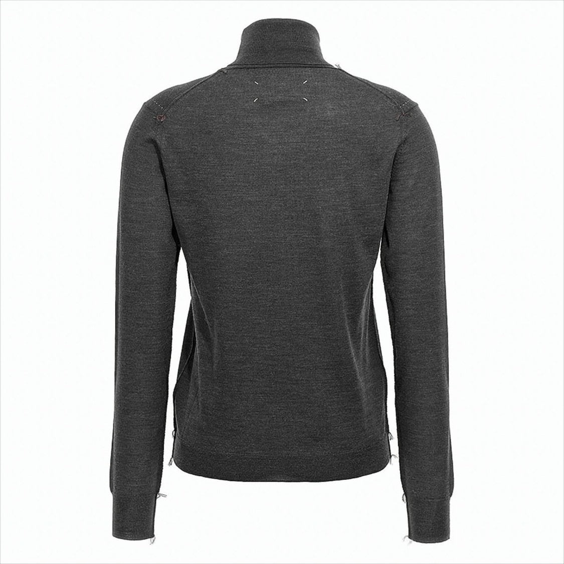 Maison Margiela High-Neck Wool Knit Sweater With Four-Line Stitch Detail