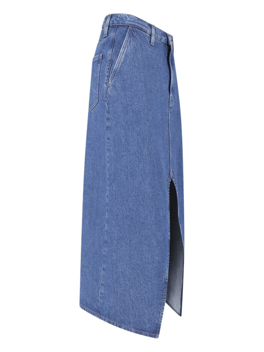 Jil Sander Blue Midi Front Slit Denim Skirt