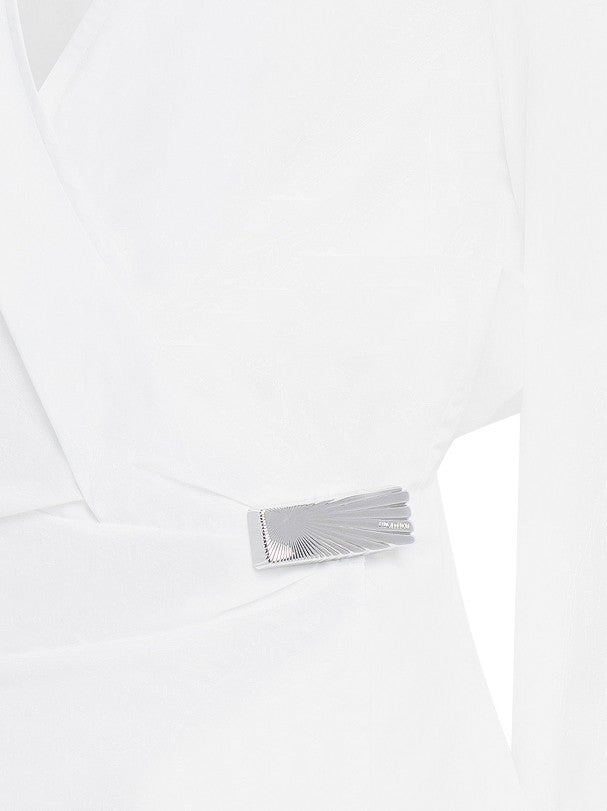 The Attico Wrap-Style White Cotton Poplin Blouse