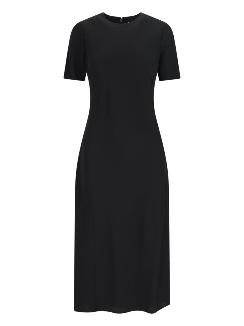 Calvin Klein Classic Black Midi Dress With Fitted Bodice And Flared Skirt