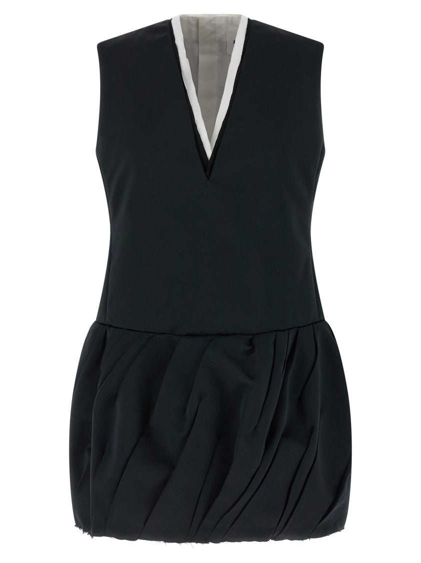 Jil Sander Technical Duchesse Mini Dress With Irregular Pleats