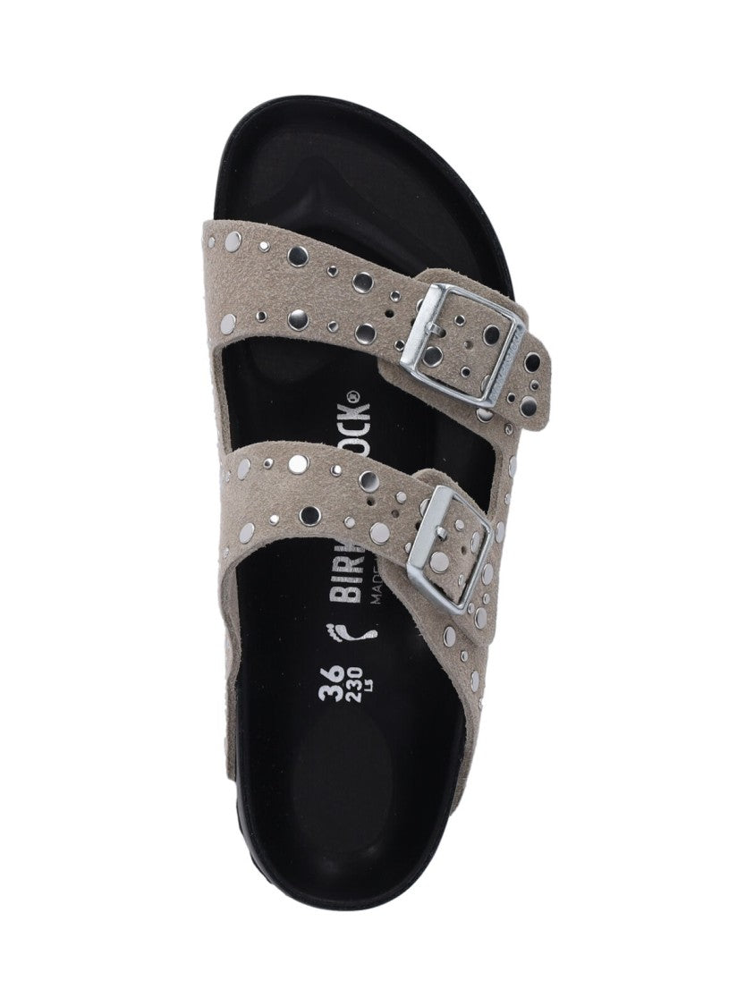 Birkenstock "Arizona Rivet" Studded Sandals – Taupe