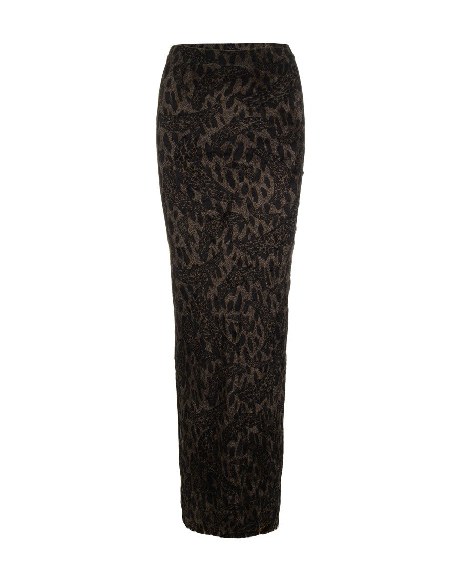 Fiorucci Long Banimalier Velour Brown Skirt