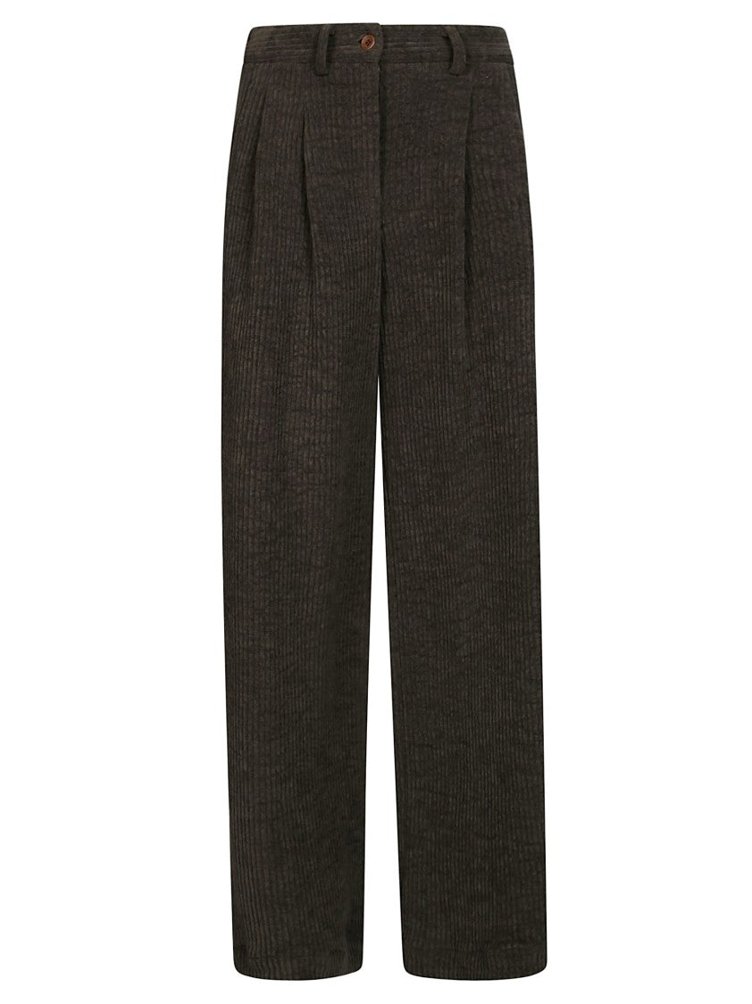 Jejia Ribbed Velvet Front Pleat Wide-Leg Pants