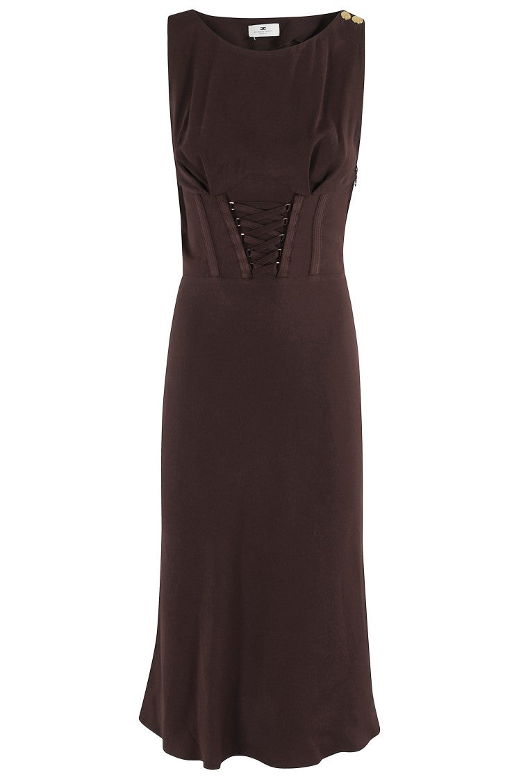 Elisabetta Franchi Midi Dress With Corset Effect