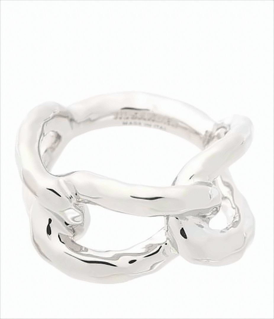 Jil Sander Sculptural Interlocking Chain-Link Silver Ring