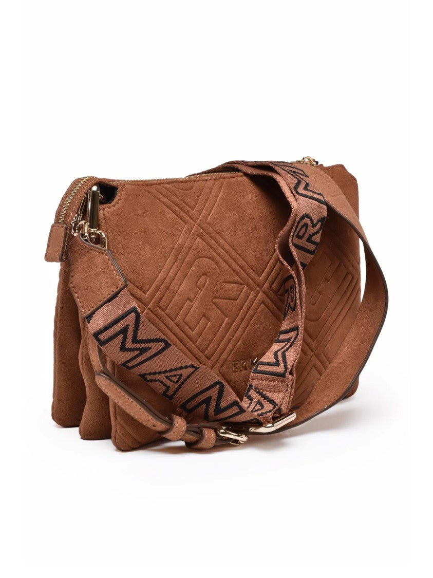 Ermanno Firenze Valentina Suede Effect Shoulder Bag With Compartmented Interiors