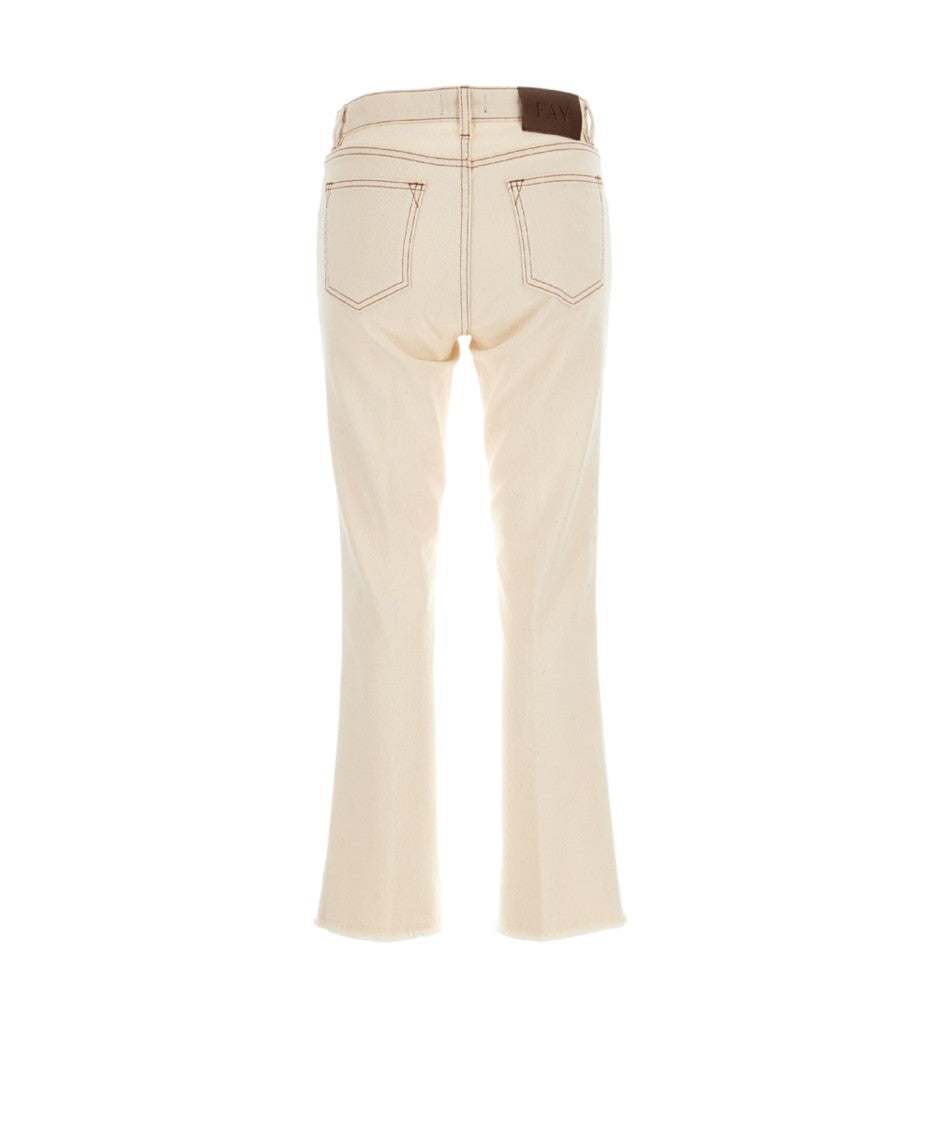 Fay Skinny Five-Pocket Jeans With Frayed Hem