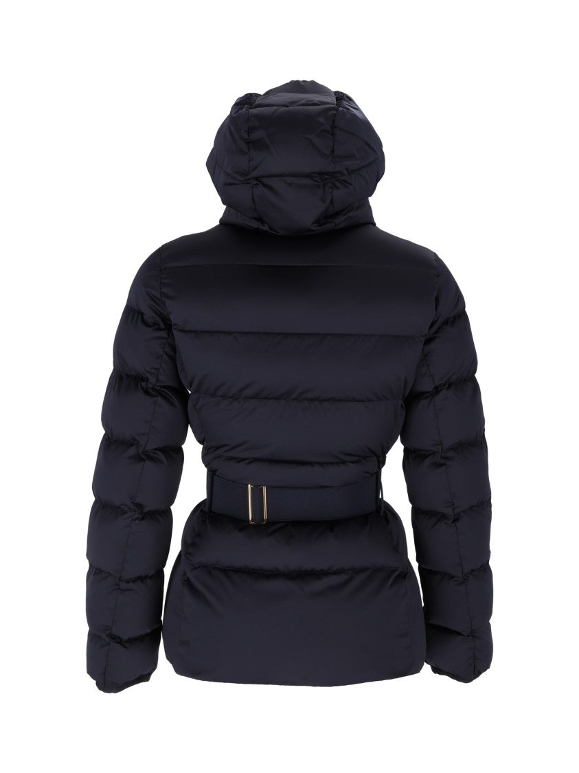 Elisabetta Franchi Black Padded Belted Hooded Jacket
