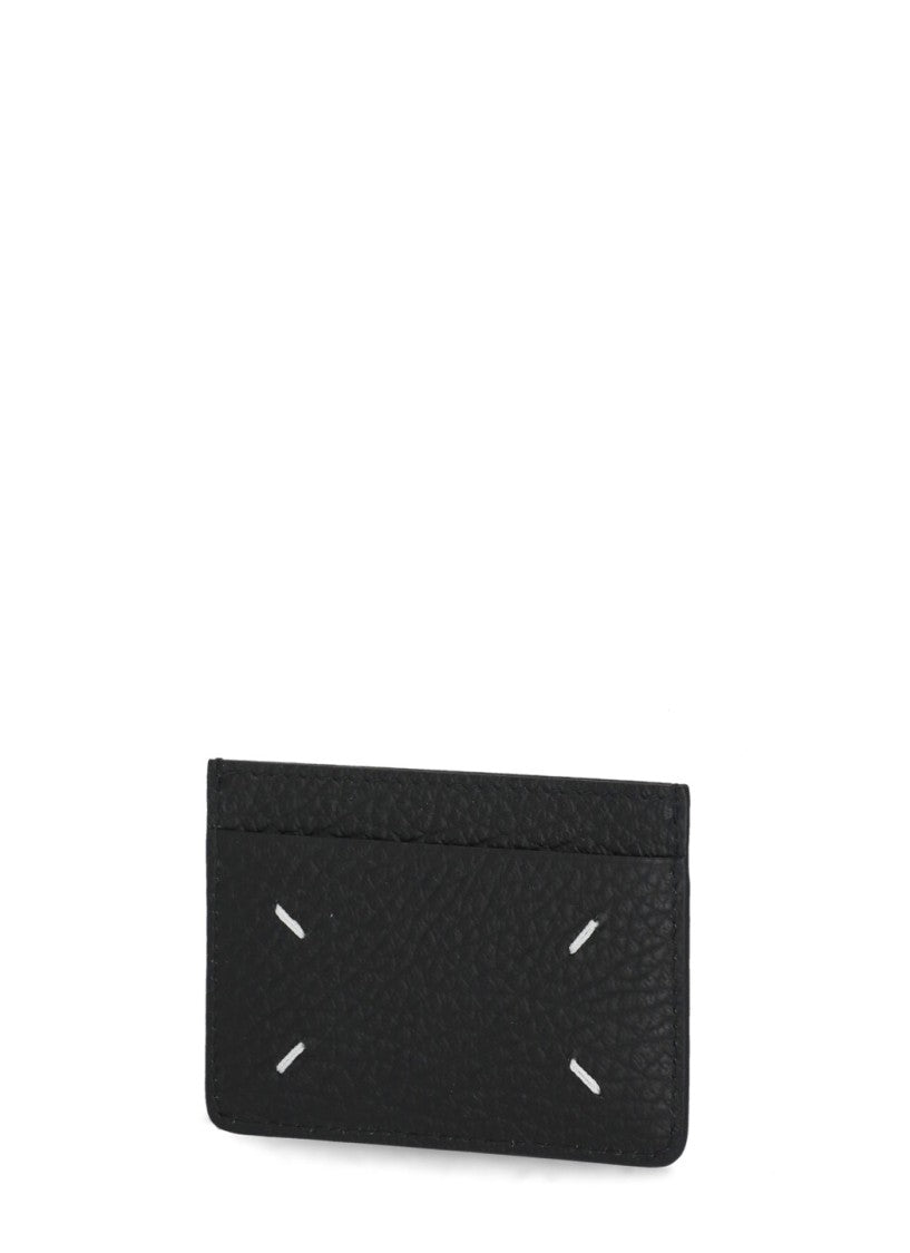 Maison Margiela Black Pebbled Leather Card Holder