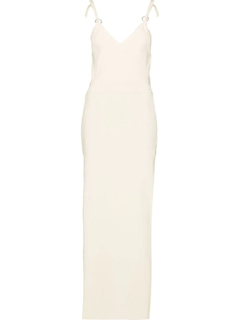Paco Rabanne Minimalist V-Neck Maxi Dress With Adjustable Straps