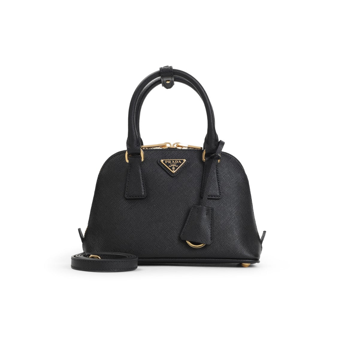 Prada Structured Black Calf Leather Handbag