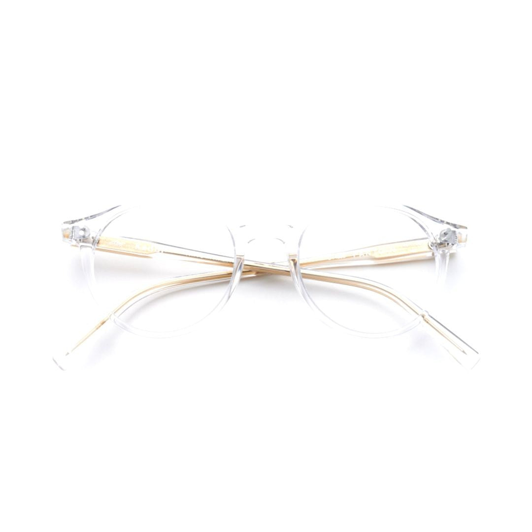 Kador Panto/N Transparent Round Frame Eyeglasses With Golden Temples