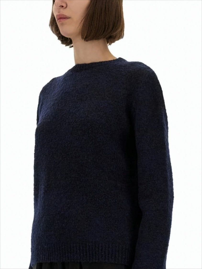 Maison Margiela Plush Blue Knit Sweater With Puffed Shoulders