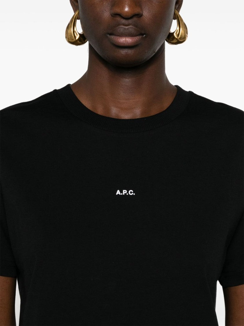 A.P.C. Cropped Cotton Jersey T-Shirt With Minimalist Logo Print