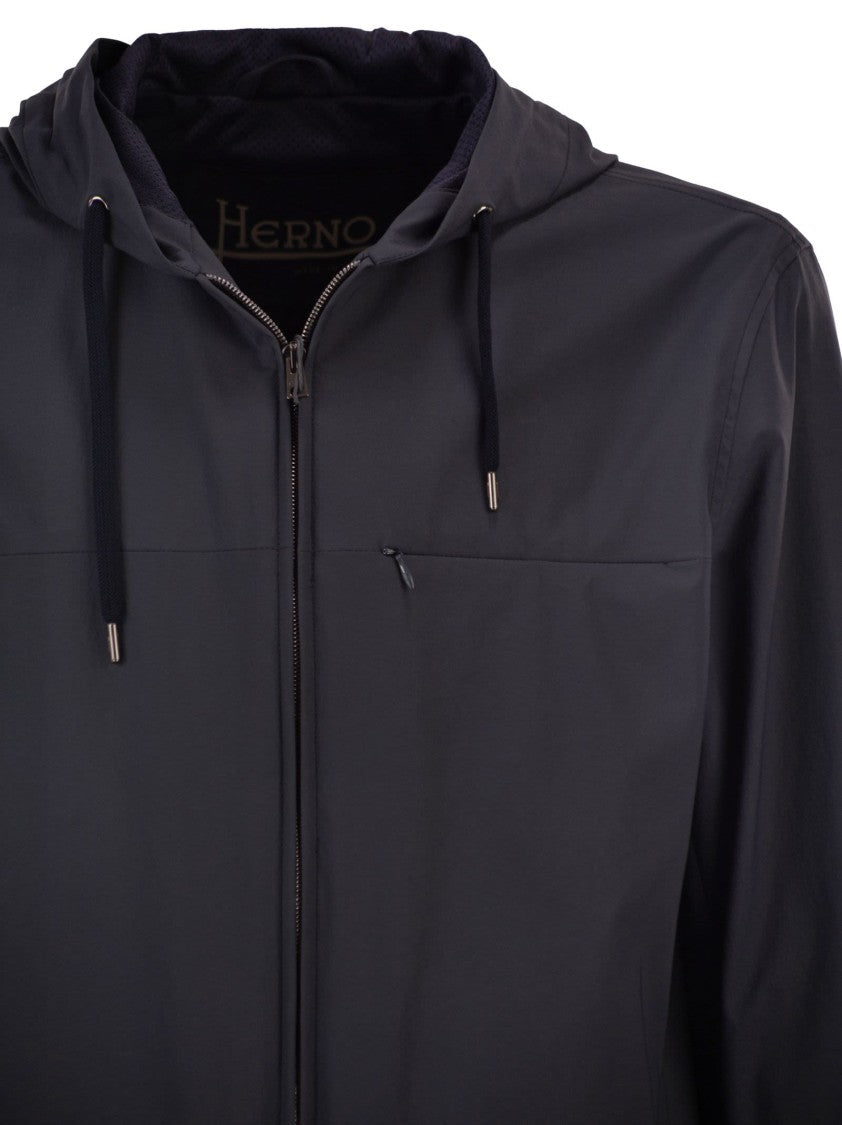 Herno Technical Windbreaker With Adjustable Hood