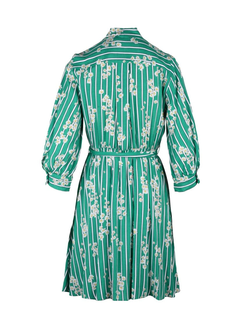 I Blues Green Floral Print Viscose Dress