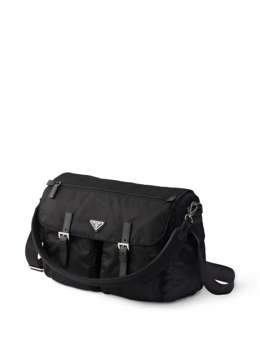 Prada Rectangular Shoulder Bag With Leather Accents