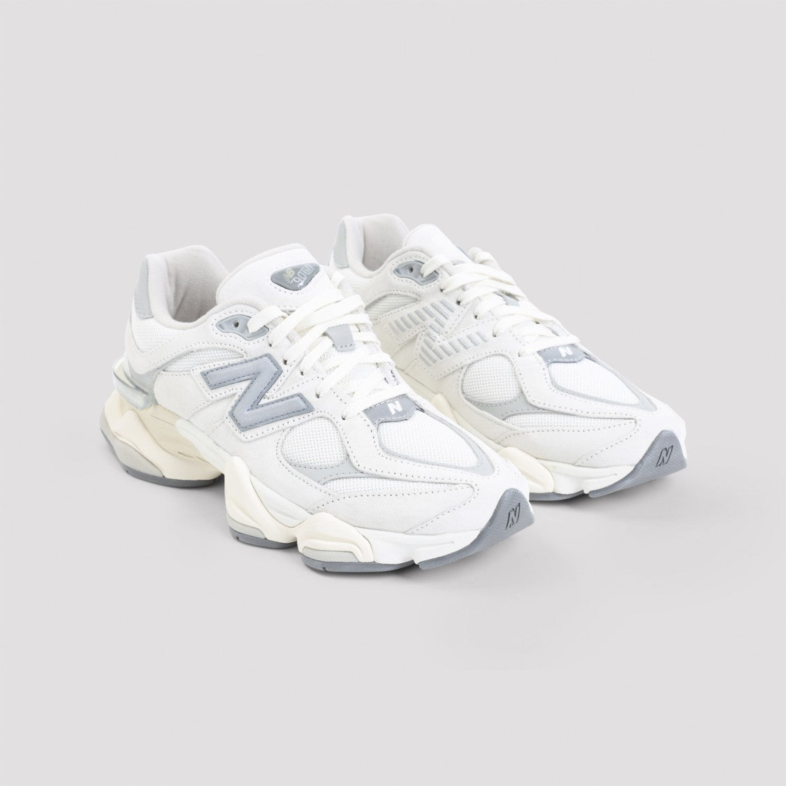 New Balance 9060 Grey And White Leather Sneakers
