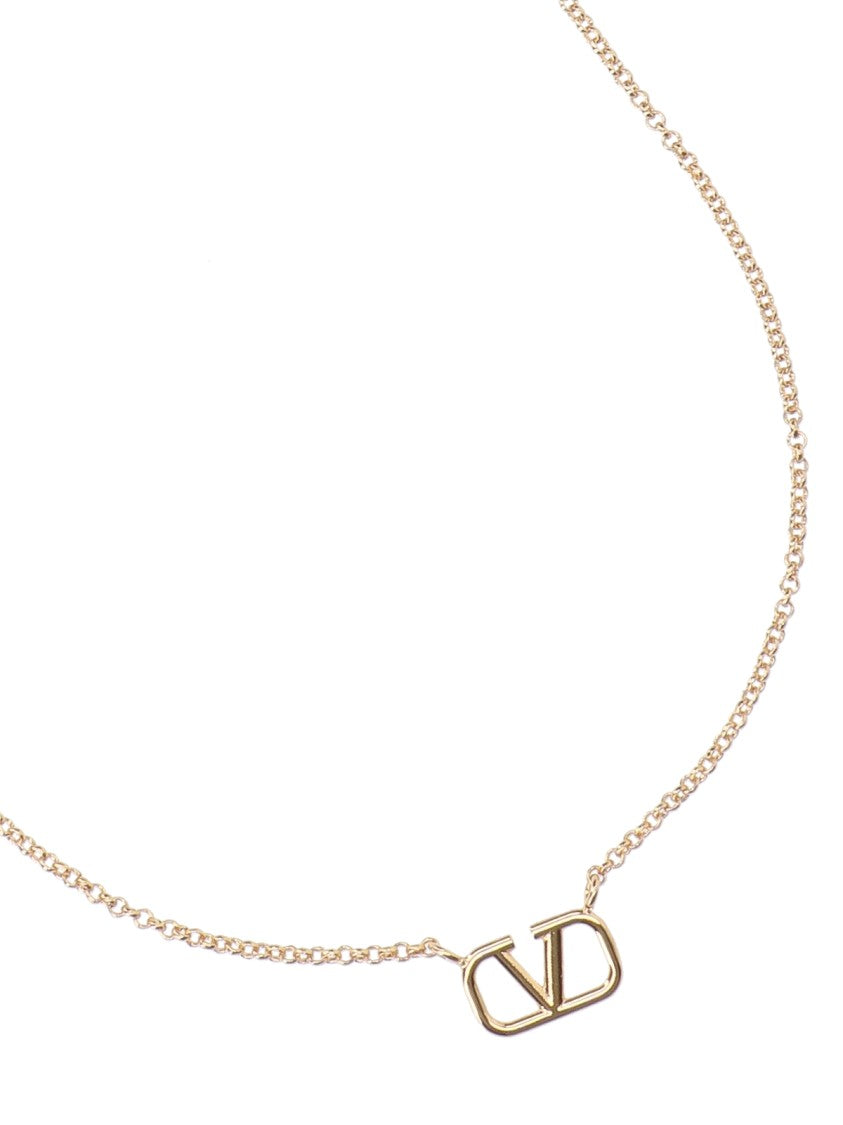 Valentino Garavani Gold-Tone Chain Necklace With Stylized 'V' Pendant