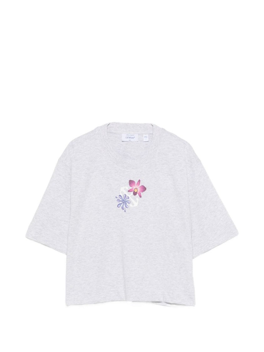 Off-White Cropped Multicolour Graphic T-Shirt With Relaxed Fit