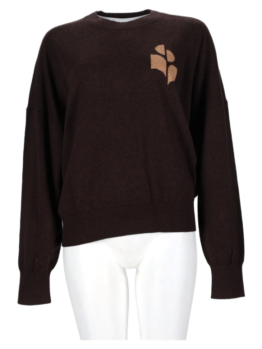 Isabel Marant Étoile Relaxed Fit Brown Sweater With Abstract Patch Detail