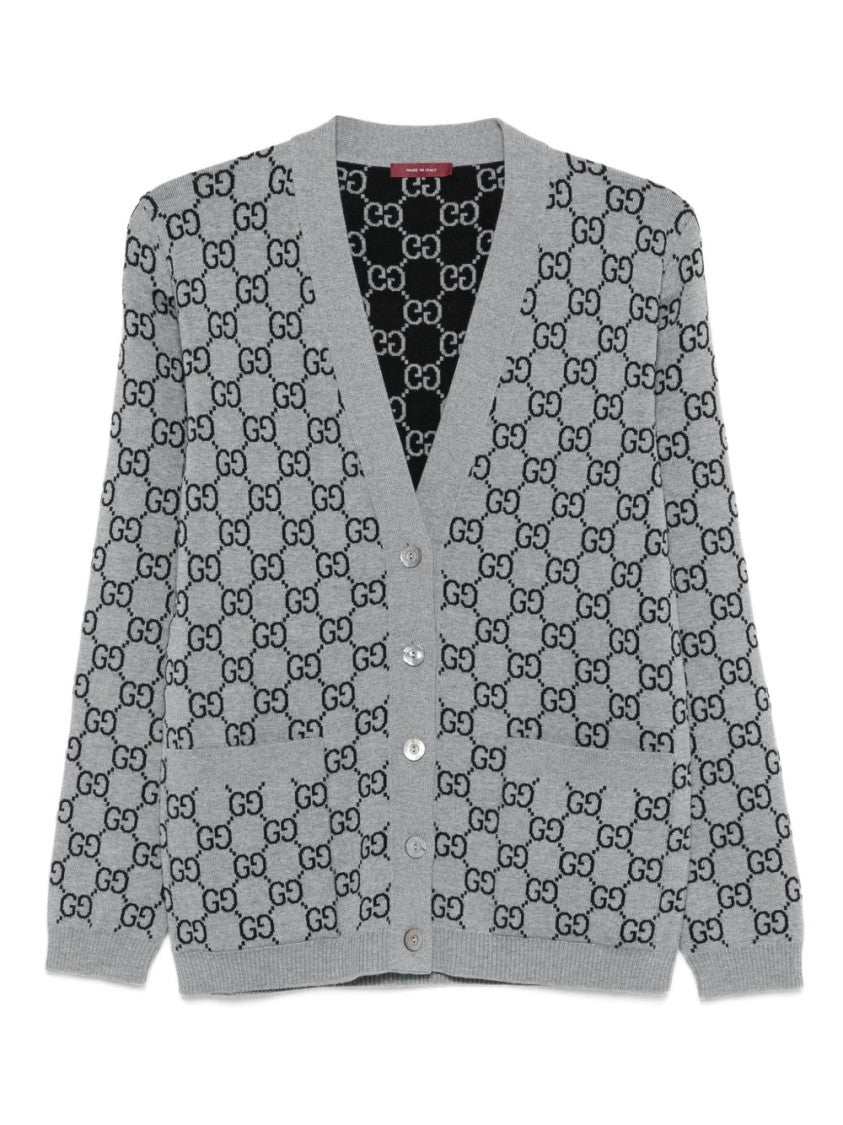 Gucci Reversible Gg Wool Jacquard Cardigan