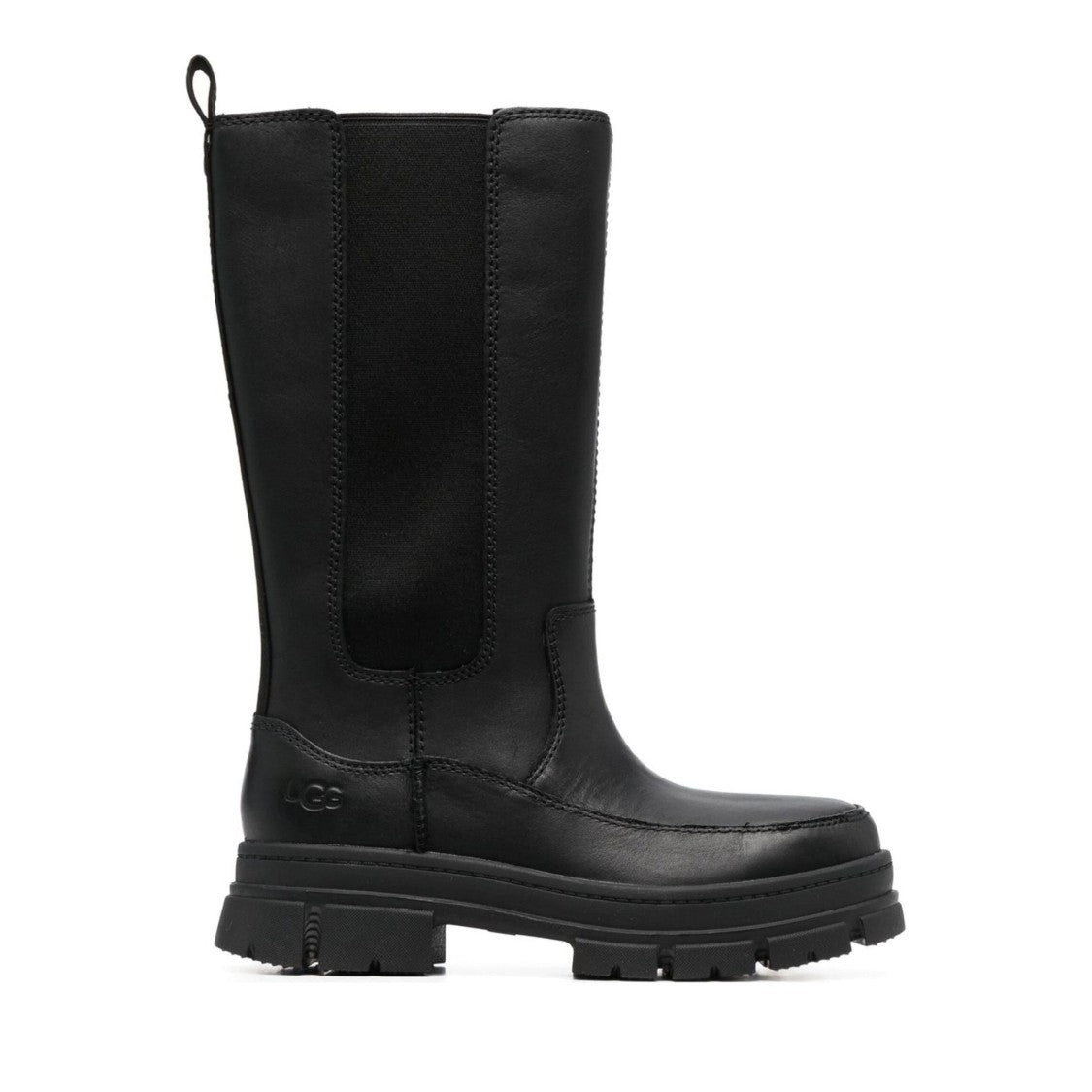 Ugg Ashton High Black Tall Elastic Side Panel Leather Chelsea Boots