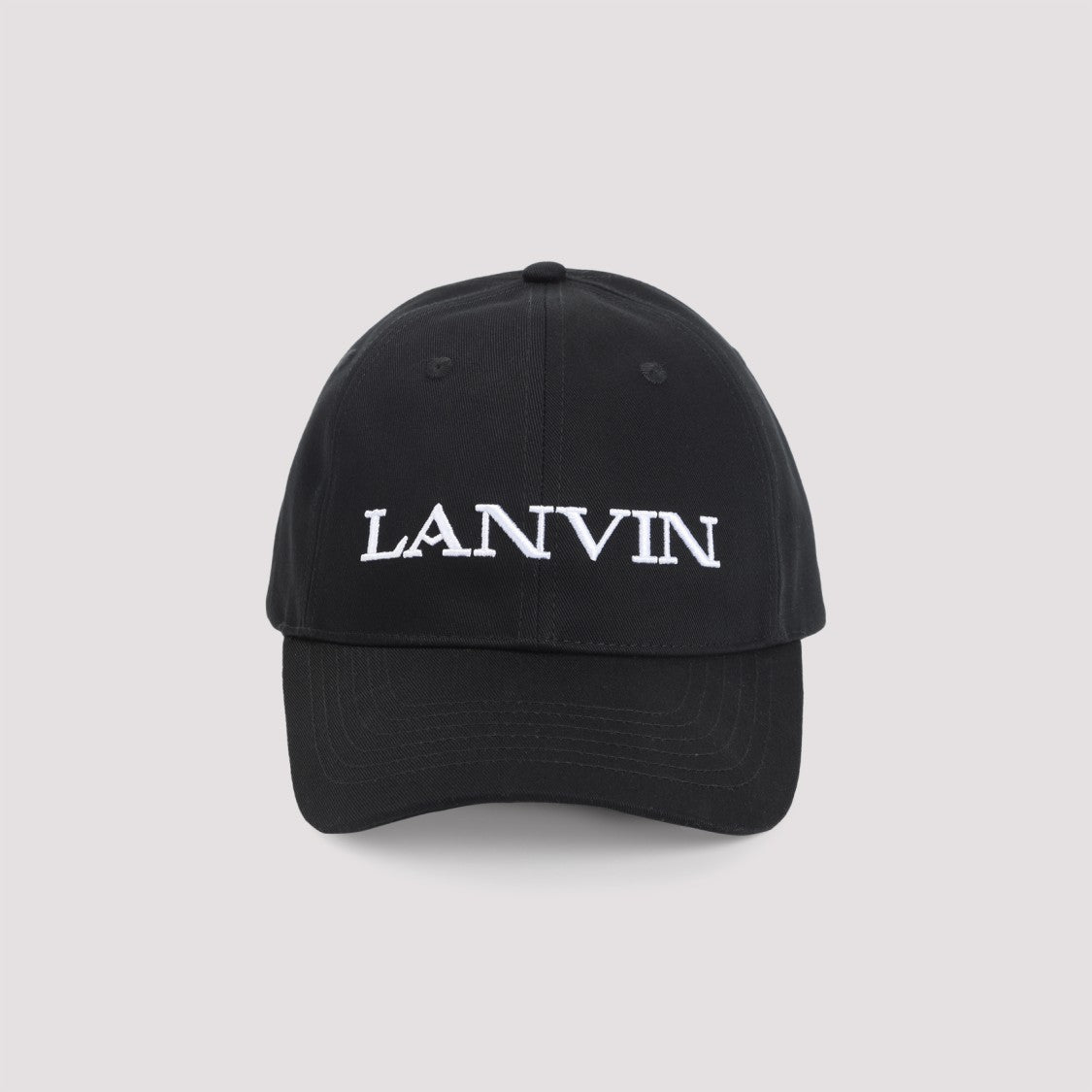 Lanvin Structured Black Cotton Cap With Embroidered Logo