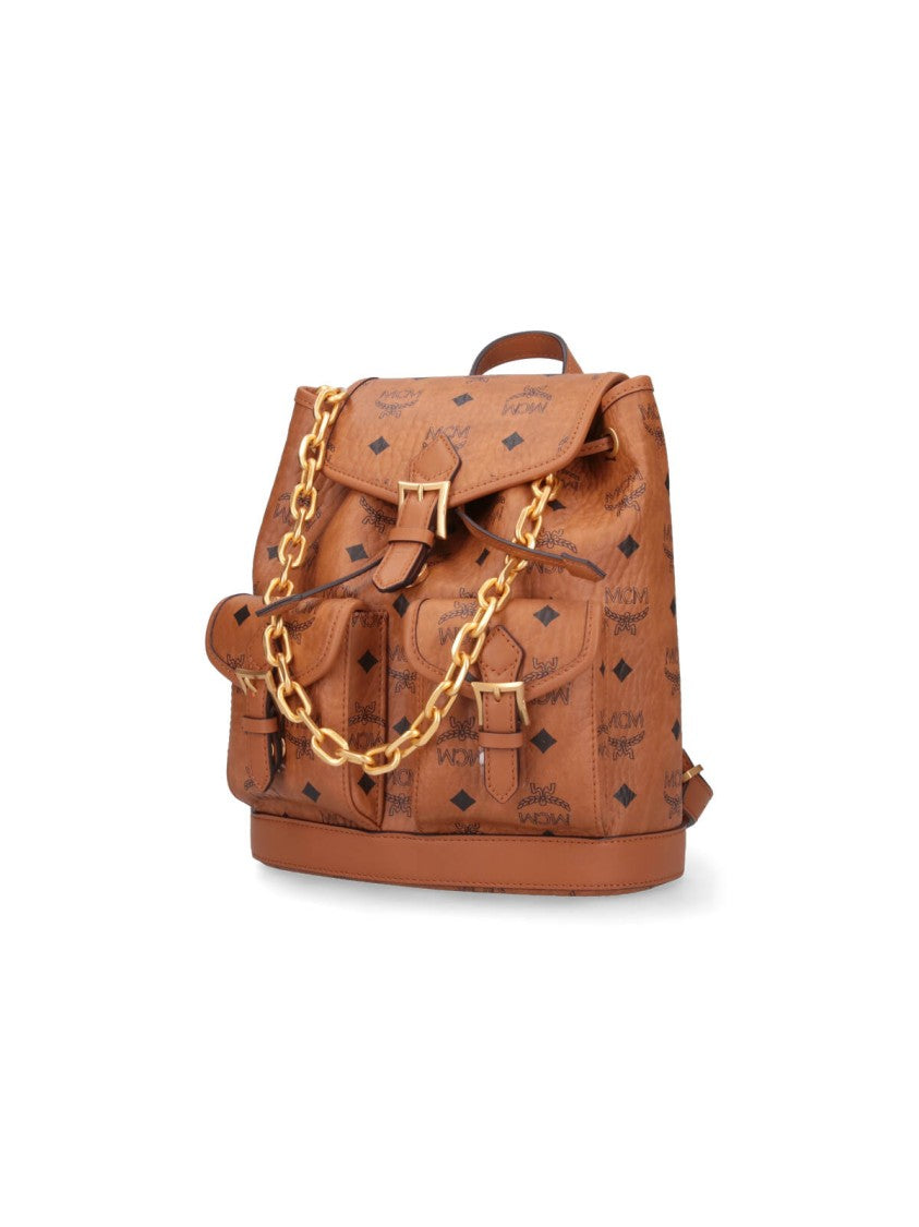 Mcm Brown Aren Visetos Mini Backpack