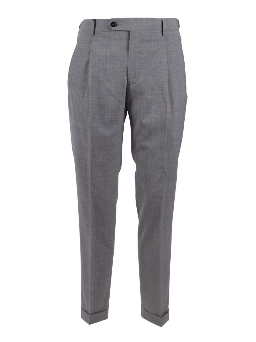Berwich Tailored Grey Trousers With Cuffed Hem