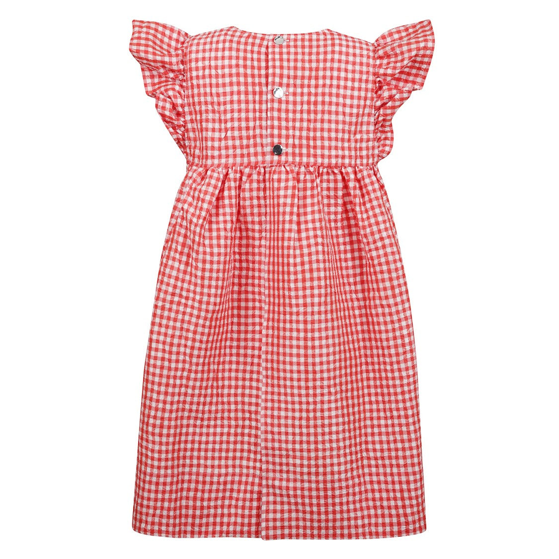 Ganni Red And White Checked Mini Dress