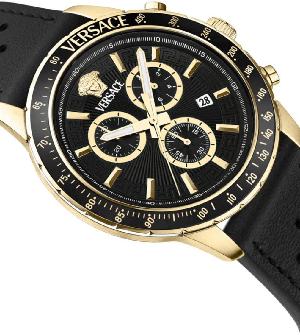 Versace Sport Chrono 44Mm Quartz Watch With Luminous Hands